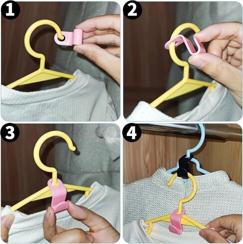 50-Pack Clothes Hanger Connector Hooks - Space-Saving Closet Set, 5-Color with Storage Box & Strong Adhesive Pads, Fits Thin-Neck Hangers (<0.35in) - Ideal for Small Closets, Dorms, Apartments in Saudi Arabia