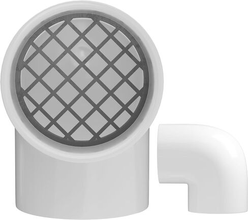 غطاء إنهاء PVC مع شاشة شبكية من الفولاذ المقاوم للصدأ لـ 2 "جدول 40 أنبوب عادم PVC، غطاء فتحة تهوية سقف الفرن الدائري، 90 درجة in Kuwait