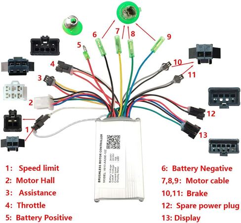 EBikle Controller 36V 48V 15A Brushless Motor Speed Controller X813-AA26E-12Z Universal for Electric Bike and MTB Display Meter KD26E in Saudi Arabia