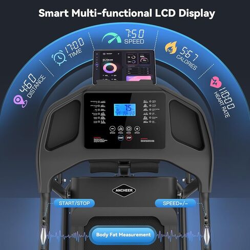Treadmill with Incline & Sit Up Bench, Smart Treadmills for Home with Body Fat Measurement & Heart Rate Sensor, 3.5HP Foldable Heavy Duty Treadmill 350 LB Capacity Multifunction Exercise Equipment in Saudi Arabia
