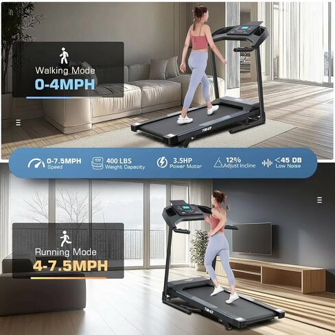 Treadmill with Incline & Sit Up Bench, Smart Treadmills for Home with Body Fat Measurement & Heart Rate Sensor, 3.5HP Foldable Heavy Duty Treadmill 350 LB Capacity Multifunction Exercise Equipment in Saudi Arabia
