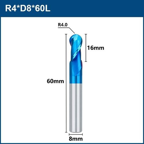 1 قطعة نانو الأزرق معطف الكرة الأنف نهاية مطحنة CNC بت التوجيه HRC 65 2 الناي دوامة نهاية مطحنة التنغستن قاطع من الكربيد أداة طحن in Kuwait