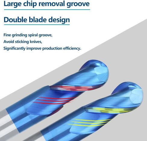 1 قطعة نانو الأزرق معطف الكرة الأنف نهاية مطحنة CNC بت التوجيه HRC 65 2 الناي دوامة نهاية مطحنة التنغستن قاطع من الكربيد أداة طحن in Kuwait