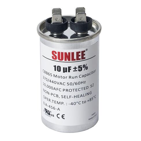 مكثف تشغيل SUNLEE UL معترف به 10 فائق التوهج (10 MFD) 370/440 VAC CBB65، 50/60 هرتز، بديل موثوق لمحرك مروحة مكثف التيار المتردد، المضخة الحرارية أو مضخة حمام السباحة in Kuwait