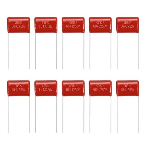 MECCANIXITY 20 قطعة من مكثفات فيلم البولي بروبيلين المعدنية، CBB21/CBB22 250V 225J 2.2UF مجموعة متنوعة من المكثفات للأجهزة الإلكترونية والمصابيح الموفرة للطاقة، أحمر in Kuwait