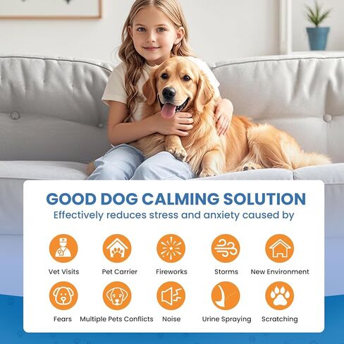 Dog Calming Diffuser, 8 in 1 Dog Pheromones Calming Diffuser, Relaxing Pheromone for Dogs Relief Stress Anxiety Reduce Aggression Barking, Help Train Dog to Pee, 2 Diffuser 6 Refill(48ml) in Kuwait