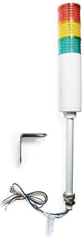 Signaworks LED 3 Stack Tower Light 120 VAC، ثابت ووامض، أحمر/كهرماني/أخضر - مصباح برج أندون، عمود ملولب 10 بوصة، صواميل ودعامة زاوية قائمة فقط - (لا يتضمن سلك طاقة أو أدوات تحكم) in Kuwait
