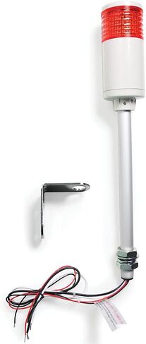 Signaworks Red LED Tower Light 120 VAC, Steady, Red - Andon Tower Light, 10 Inch Threaded Pole, Nuts and Right-Angle Bracket Only (NO Power Cord OR Controls Included) in Kuwait