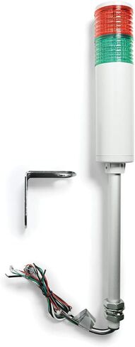 Signaworks LED 2 Stack Tower Light 120 VAC, Steady and Flashing, Red/Green - Andon Tower Light, 10 Inch Threaded Pole, Nuts and Right-Angle Bracket Only - (NO Power Cord OR Controls Included) in Kuwait