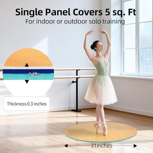 8mm Marley Dance Floor, 31-inch Non-Slip Portable Wood Grain PVC Dance mat with a Smooth Surface for Ballet, Jazz and pop Dance, Ideal for Home Studios and Outdoor use in Kuwait