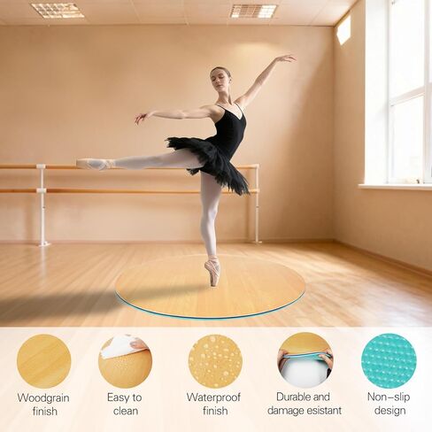 8mm Marley Dance Floor, 31-inch Non-Slip Portable Wood Grain PVC Dance mat with a Smooth Surface for Ballet, Jazz and pop Dance, Ideal for Home Studios and Outdoor use in Kuwait