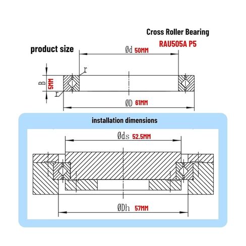 1PCS Cross Roller Bearing RAU505A P5 50X61X5MM in Saudi Arabia
