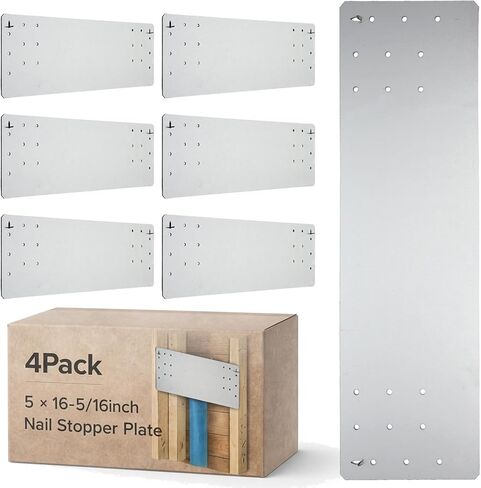 Silkfly 4 Pack Nail Stopper Plate Galvanized Steel Nail Plates for Wood Studs 5" x 16-5/16" Size 16 Gauge Protector Guards for Studs Cable Pipe Protection in Saudi Arabia