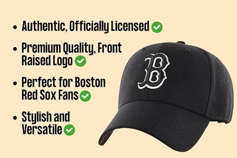 Officially Licensed Boston Baseball Black/White MVP Hat Classic Edition Primary Home Team Logo Adjustable Red Structured Sox Sports Cap in Saudi Arabia