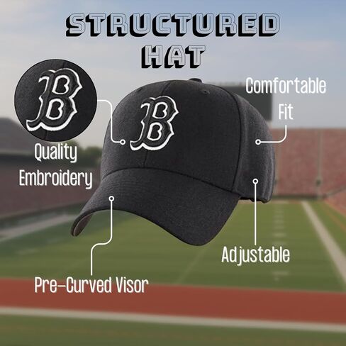 Officially Licensed Boston Baseball Black/White MVP Hat Classic Edition Primary Home Team Logo Adjustable Red Structured Sox Sports Cap in Saudi Arabia