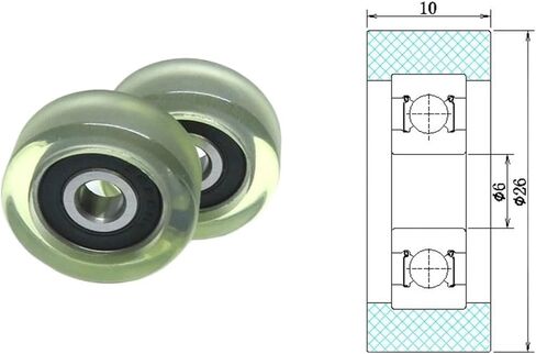 5 قطع 6 مم القطر الداخلي 26 مم القطر PU مصبوب تحمل بكرة 6x26x10 مم PU62626-10 القطر الخارجي 26 مم بكرة مطاطية ناعمة عجلة مطلية بالبولي يوريثين in Kuwait