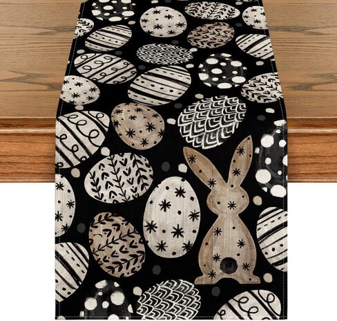 Artoid Mode Bunny Rabbit Eggs Flowers Easter Table Runner, Seasonal Spring Kitchen Dining Table Decoration for Home Party Decor 13x72 Inch in Saudi Arabia