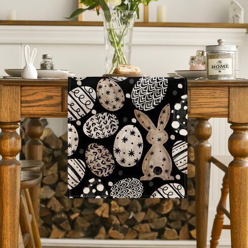 Artoid Mode Bunny Rabbit Eggs Flowers Easter Table Runner, Seasonal Spring Kitchen Dining Table Decoration for Home Party Decor 13x72 Inch in Saudi Arabia