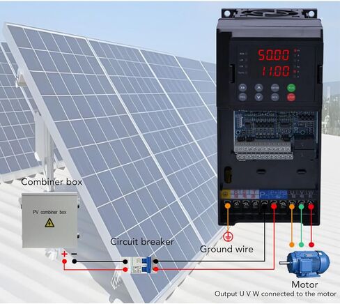 Eujgoov Solar Variable Frequency Drive VFD DC 3PH AC Input 3PH 2.5A 0-650Hz Output Inverter for 0.75KW Motor and Multiple Applications in Saudi Arabia