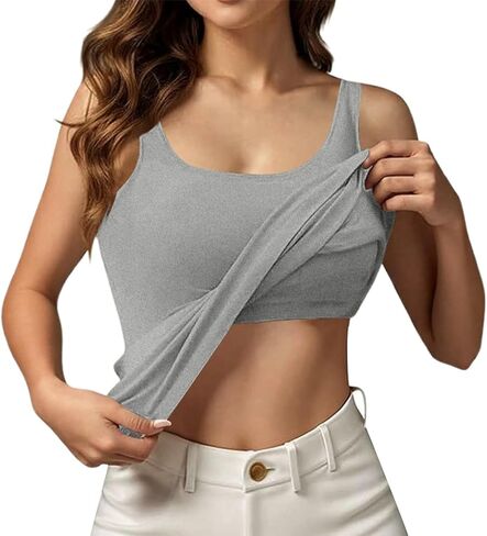 Seamless Workout Tank Top for Women with Built in Bra Racerback Workout Yoga Shelf Bra Shirt Basic Double Lined Undershirt in Saudi Arabia