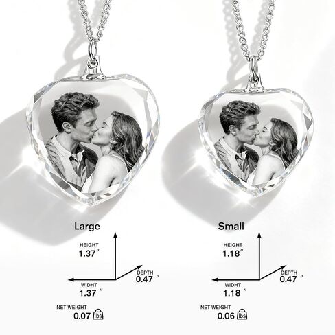 Personalized 3D Crystal Necklace Heart for Women - Personalized 3D Photo Gift for Couple Wife Her - Custom Necklace Christmas Gifts for Mom Girlfriend Sister in Saudi Arabia