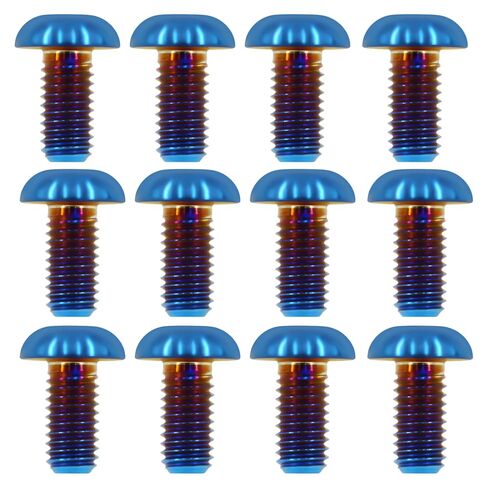 مسامير تيتانيوم M5x10 (12 قطعة) - تصميم خفيف الوزن | مثالية للبيئات الرطبة/المملحة، مسامير T25 لفرامل قرص الدراجة وصيانة MTB | اللون الطبيعي in Kuwait