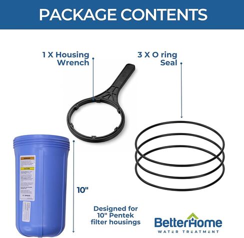 حلقات دائرية بديلة 151122 متوافقة مع مرشحات المياه Pentair Pentek Big Blue مقاس OEM ORing Buna-N (3 عبوات) مع مفتاح ربط 10 بوصة in Kuwait