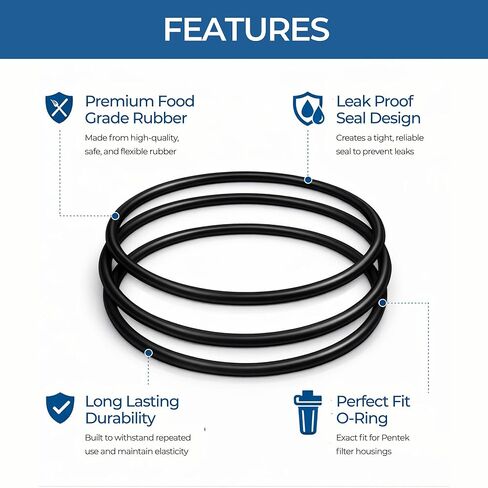 حلقات دائرية بديلة 151122 متوافقة مع مرشحات المياه Pentair Pentek Big Blue مقاس OEM ORing Buna-N (3 عبوات) مع مفتاح ربط 10 بوصة in Kuwait