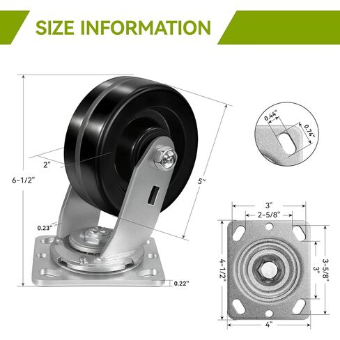 عجلات شديدة التحمل مقاس 5 × 2 بوصة، عجلة فينولية تتحمل درجات الحرارة العالية، مقاومة للهب بدرجة عالية، حمولة 1000 رطل، محمل أسطواني، لا تترك علامات وكاشطة لمتجر الحدادة (دورة واحدة) in Kuwait