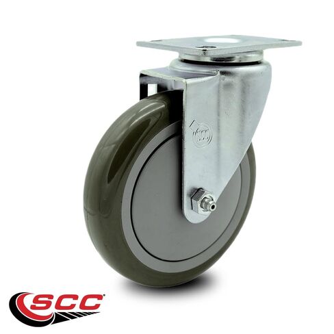 عجلة من البولي يوريثان بلوحة علوية دوارة باللون الرمادي مقاس 5 بوصة in Kuwait