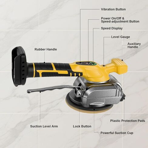 Tile Vibration Leveling Tool Compatible with Dewalt Battery,Cordless Tiler Vibration Installation Tool with Bubble Level Gauge, Suction Cup, Lock Design,Tile Vibrator For Wall Floor(No Battery) in Saudi Arabia