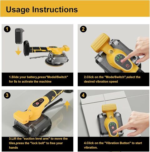 Tile Vibration Leveling Tool Compatible with Dewalt Battery,Cordless Tiler Vibration Installation Tool with Bubble Level Gauge, Suction Cup, Lock Design,Tile Vibrator For Wall Floor(No Battery) in Saudi Arabia