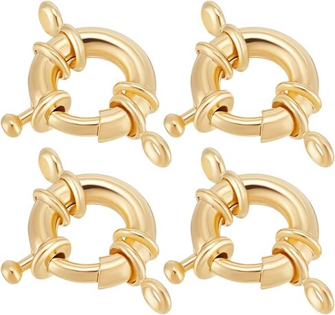 Beebeecraft 1 صندوق 10 قطع قلادة موصل المشبك الحقيقي 14K الذهب مطلي الربيع المشابك مع حلقة إغلاق مستديرة قلادة رابط موصل سحر الزناد المشبك النتائج لصنع المجوهرات القلائد الحرف in Kuwait