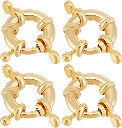 Beebeecraft 1 صندوق 10 قطع قلادة موصل المشبك الحقيقي 14K الذهب مطلي الربيع المشابك مع حلقة إغلاق مستديرة قلادة رابط موصل سحر الزناد المشبك النتائج لصنع المجوهرات القلائد الحرف in Kuwait
