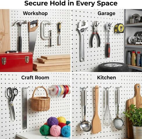 مجموعة صناديق وخطاطيف Pegboard، 4 عبوات من صناديق التخزين الأمامية المفتوحة مع خطافات مقاس 2 بوصة، إضافة منظم الأجزاء الصغيرة للبراغي والأظافر والأدوات وتخزين جدار ورشة عمل المرآب in Kuwait