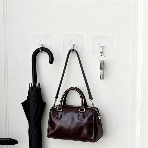 10 Pack Adhesive Wall Hooks, Heavy‑Duty Clear Self‑Adhesive Storage Hooks, Waterproof No‑Drill, Removable Sticky Hooks for Bathroom, Kitchen, Shower, Ceiling, Door, Home Organizer in Saudi Arabia