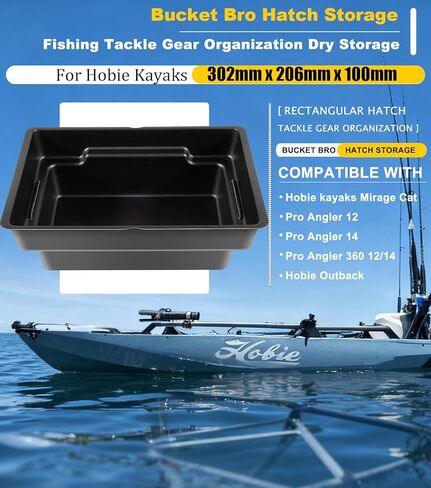 دلو فتحة مستطيلة لتخزين فتحات هوبي كاياك ميراج كات برو أنجلر 12/14، برو أنجلر 360 12/14، منظمة أدوات صيد الأسماك، تخزين جاف، سهل التنظيف مع فتحات تصريف in Saudi Arabia