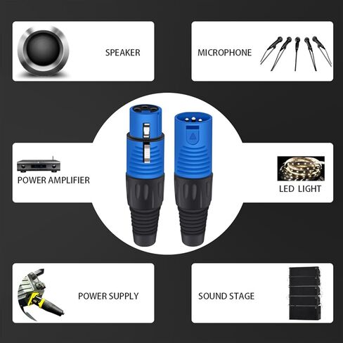 10sets 3PIN XLR Wire Connector Male&Female Plug Plastic Shell Microphone Speaker XLR Jack(10xM 10xF-Blue) in Saudi Arabia