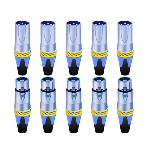 20Pcs/10sets 3Pins XLR Connector Microphone MIC Male Plug&Female Jack Adapter 6 Colors Available Cable Terminal Soldering(10xM 10xF-Blue) in Saudi Arabia