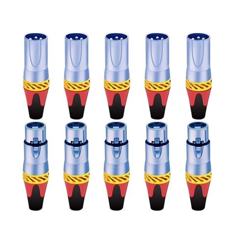 20Pcs/10sets 3Pins XLR Connector Microphone MIC Male Plug&Female Jack Adapter 6 Colors Available Cable Terminal Soldering(10xM 10xF-Blue) in Saudi Arabia