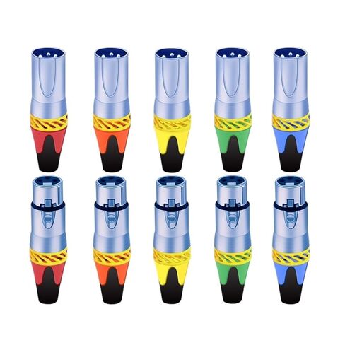 20Pcs/10sets 3Pins XLR Connector Microphone MIC Male Plug&Female Jack Adapter 6 Colors Available Cable Terminal Soldering(10xM 10xF-Blue) in Saudi Arabia