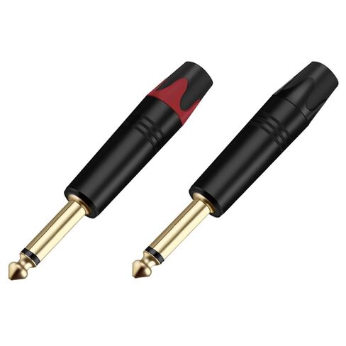10 قطعة مونو 6.35 مللي متر جاك 6.3 مللي متر ذكر موصل قابس الألومنيوم أنبوب النحاس 1/4 بوصة ميكروفون التوصيل موصل كابل الصوت (5xBlack 5xRed) in Kuwait