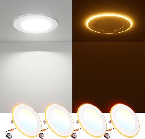 Freelicht 12 Pack 5/6 Inch 5CCT LED CAN CAN CAN CAN مع الضوء الليلي ، 2700K/3000K/4000K/5000K/6000K إضاءة مسطحة قابلة للاختيار ، 10W = 110W ، 1000LM ، REDOFIT DIMMABLE - ETL & FCC in Kuwait