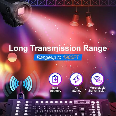 مجموعة التحكم Tomshine Wireless DMX512 مع جهاز إرسال، 3 أجهزة استقبال تعمل بالبطارية تعمل باللمس و20 مجموعة معرفات لحفلات DJ Show Club LED Stage Disco KTV ضوء المسرح in Kuwait
