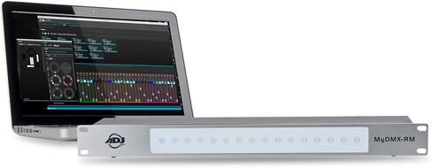 حزمة إضاءة DJ الأمريكية مع وحدة تحكم ADJ myDMX-RM على حامل DMX تشغيل مستقل، برنامج myDMX 3.0، كابل Rockville RDX3M25 بطول 25 قدمًا و3 سنون 120 أوم OFC DMX (عنصران) in Kuwait