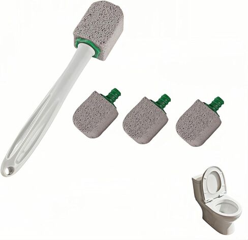 فرشاة تنظيف المرحاض من الخفاف بمقبض 9.5 بوصة - 1 منظف + 4 أحجار خفاف - إزالة بقع الماء العسر والصدأ والليمون من المرحاض والحوض والبلاط والشواية وحمام السباحة - بدون خدش، سهلة الإمساك in Kuwait
