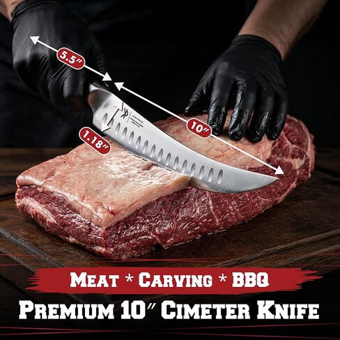 KITCHEN PERFECTION 10" Butcher Knife for Meat Cutting & Trimming-Ultra Sharp Cimeter Breaking Carving Knife with Sheath- Premium German Steel,Full Tang Ergonomic Handle -Perfect Grilling Gifts for Men in Saudi Arabia