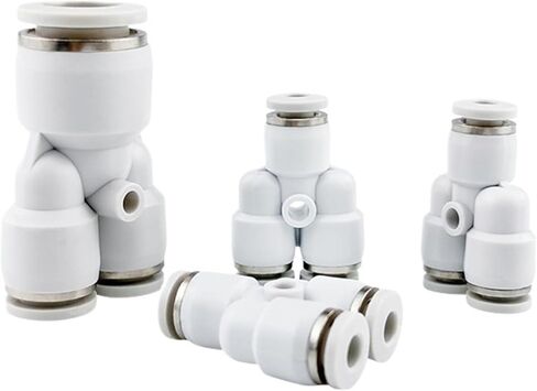 موصل تي شيرت من البلاستيك الأبيض على شكل حرف Y PY8 خرطوم هواء هوائي مقابس سريعة بقطر متغير PW4/6/10/12/16 1 قطعة(三通变径PW12-8(أبيض)) in Kuwait