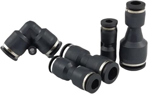 موصل خرطوم هواء هوائي أسود مع قطر متغير الزاوية اليمنى مباشرة من خلال المقابس السريعة PV/PG/PU4/6/8/10/12 1 قطعة(直角PV6 (أسود)) in Kuwait