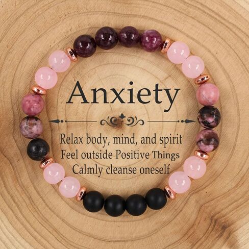 Natural Stone Beaded Bracelets for Women Men - 8MM Semi-Precious Stones Bracelets Adjustable Crystal Beads Stretch Bracelet in Saudi Arabia